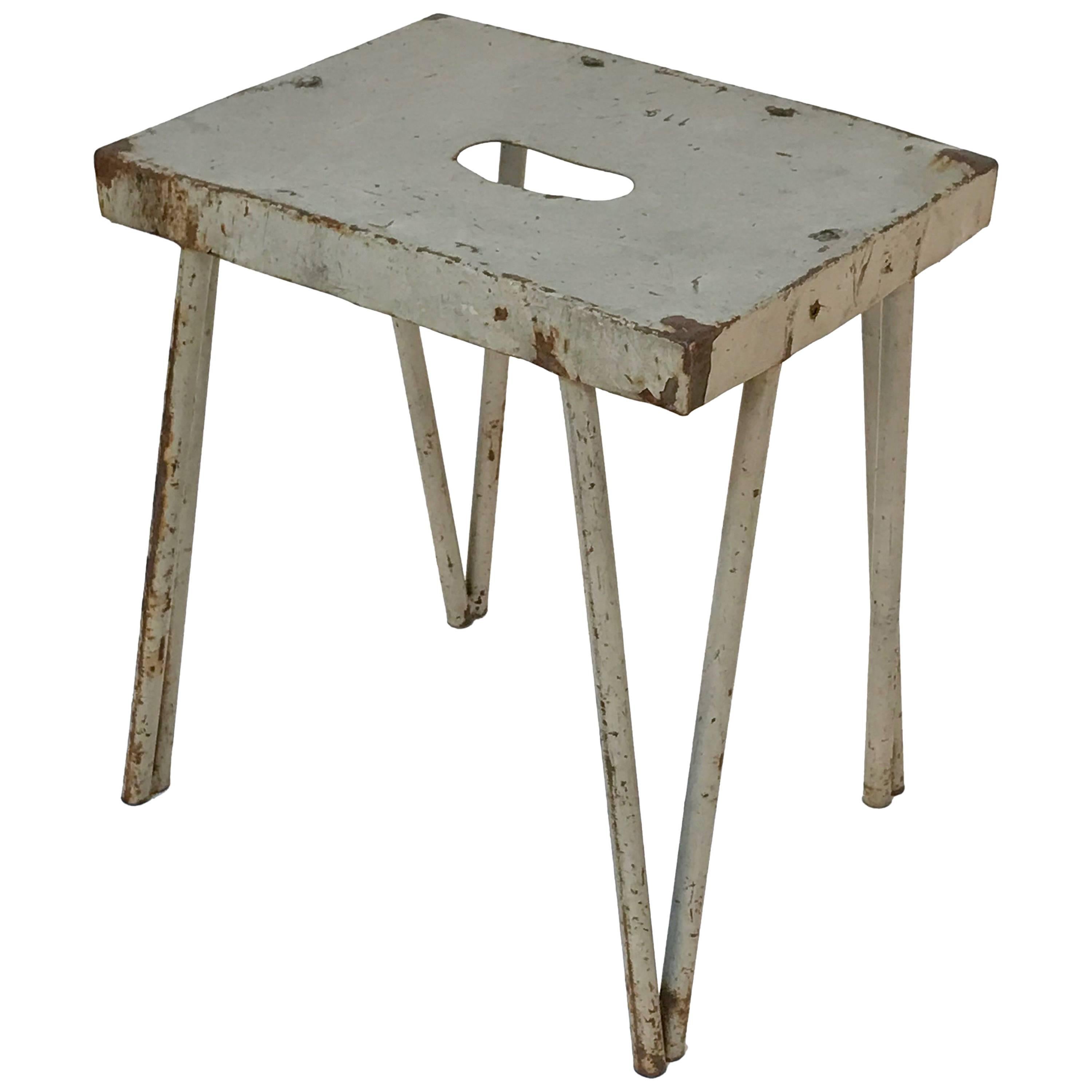 Industrial Style Stool, in Painted Iron 1950s, Italy