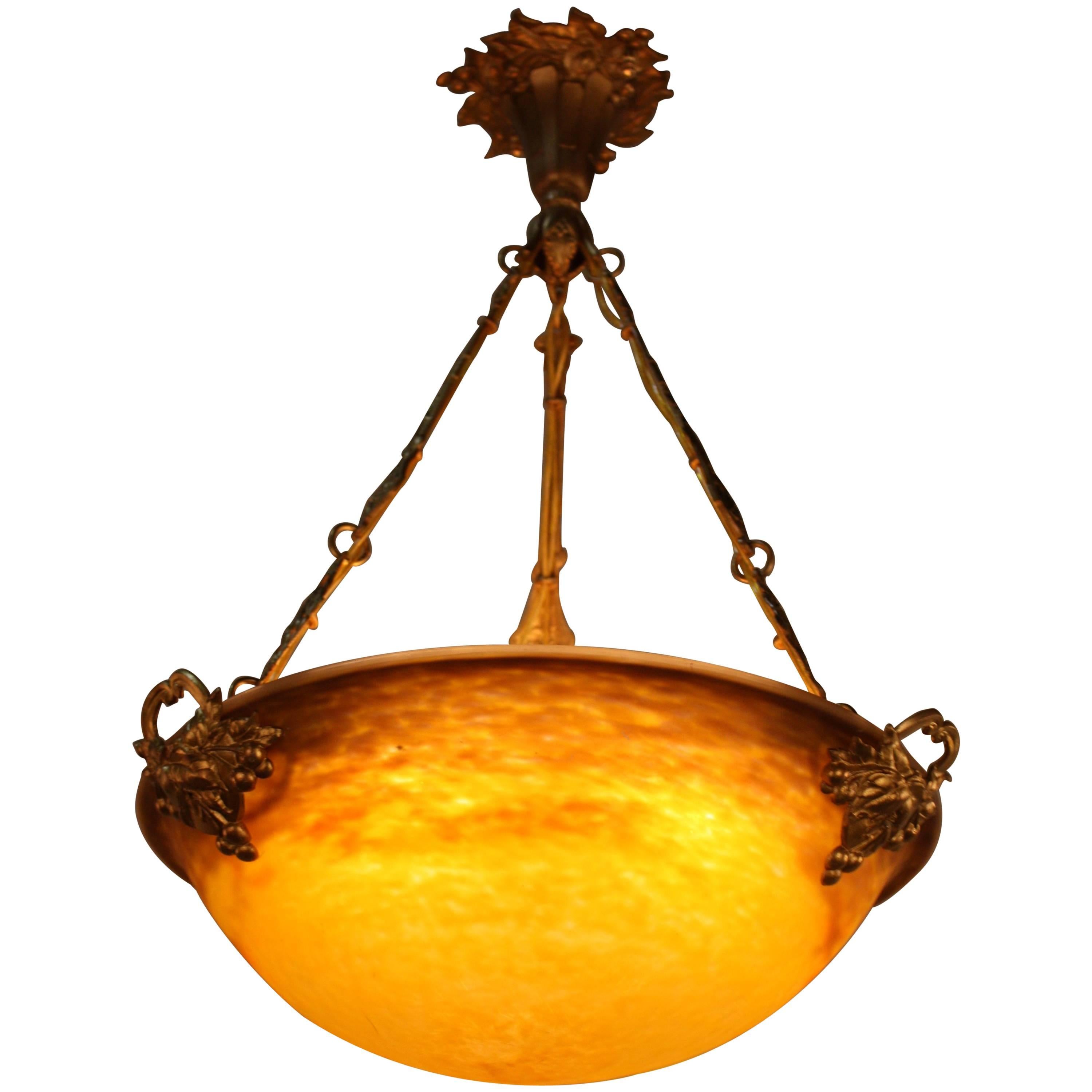 Muller Frères blown Glass Pendant Chandelier