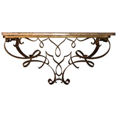 Exceptional Wall-Mount Gilt Iron Console by Pier Lugi Colli, circa 1940s