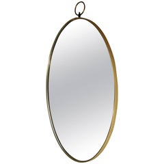 Classic Oval Brass Mirror with Ring Finial