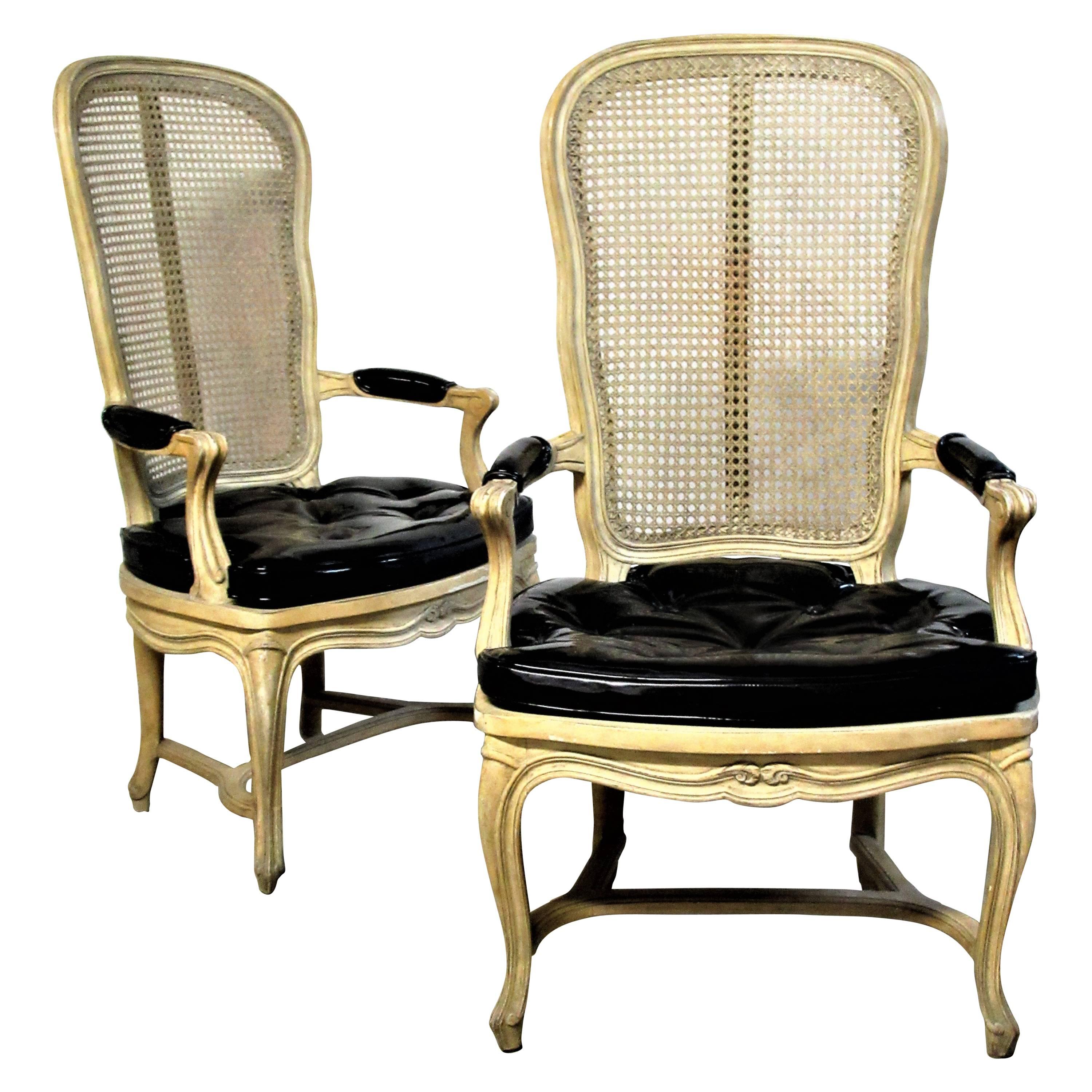 Hollywood Regency Cane Back Chairs style Louis XV