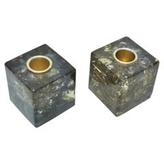 Pair of Fractal Resin Candleholders Attributed to Giraudon