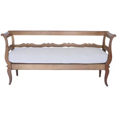 Open Back French Settee, Newly Upholstered