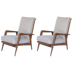 Vintage Pair of Milo Baughman Era Danish Modern Reclining Chairs