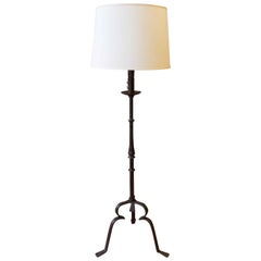 Spanish Wrought Iron Floor Lamp with a Tripod Base