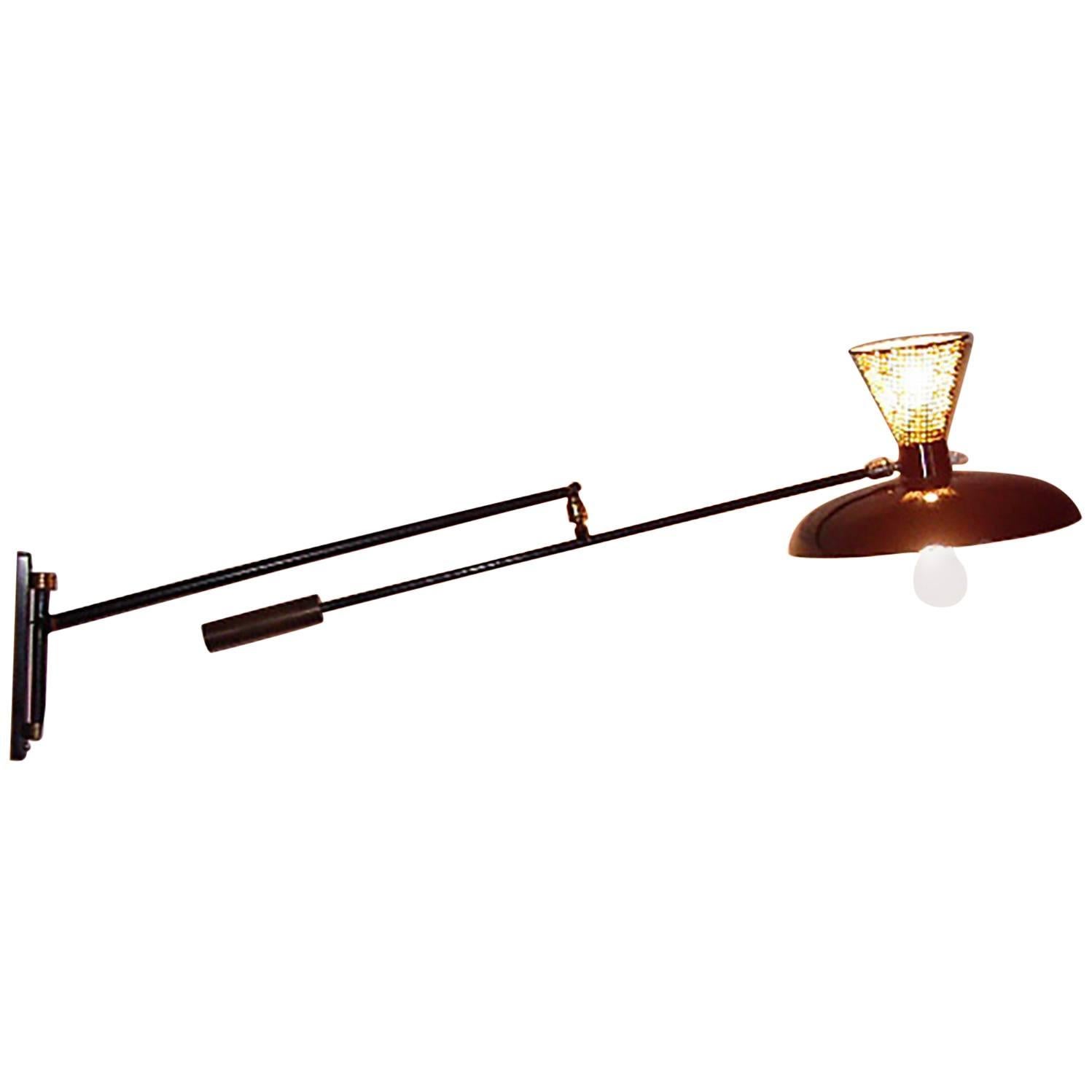 Italian Adjustable Wall Lamp in the Arredoluce Style, Milano, 1950s For Sale