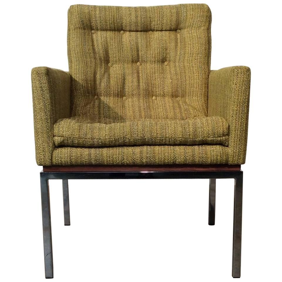 Restored Mid-Century Modern Chair on Chrome and Walnut Base by Drexel For Sale