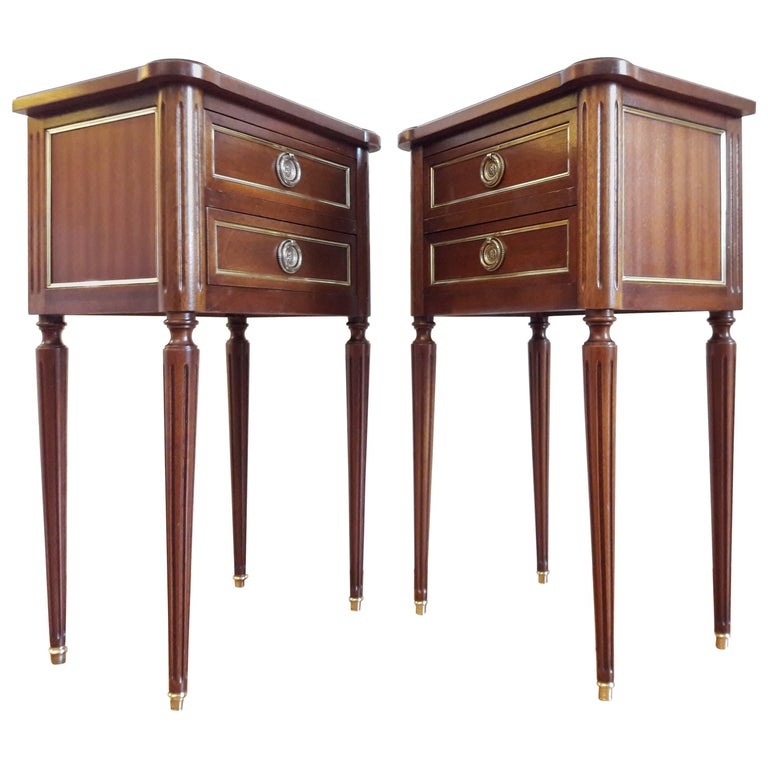 Pair of French Louis XVI Style Marble Nightstands at 1stDibs