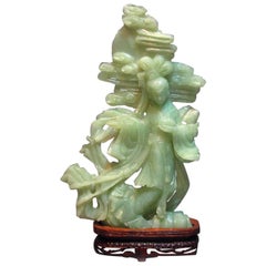 Rare Large Chinese Carved Jade Figure of "Change-E" Goddess of the Moon