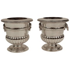 Vintage Pair of English George III Old Sheffield Plated Wine Coolers, circa 1790