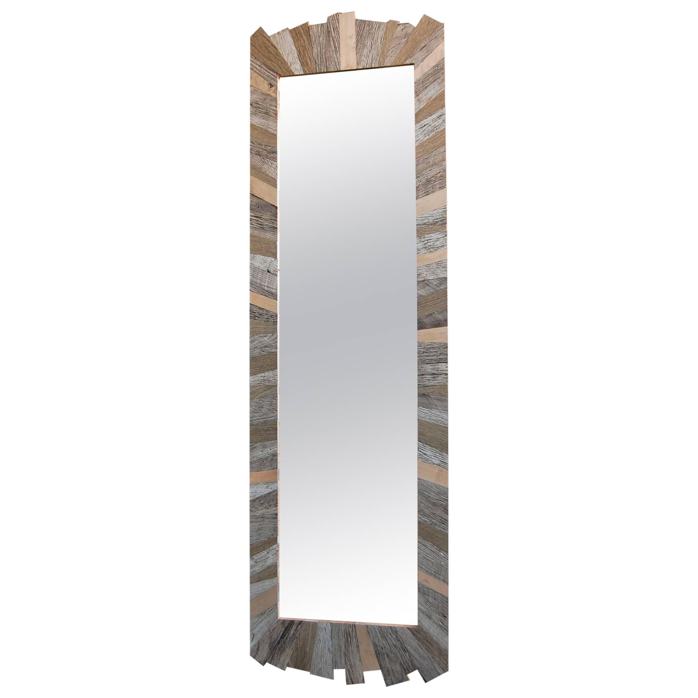 Wall Mount Mirror with Reclaimed Wood Frame For Sale