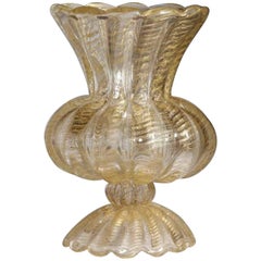 Large Barovier and Toso Murano Cordonato d'Oro Vase in Gold