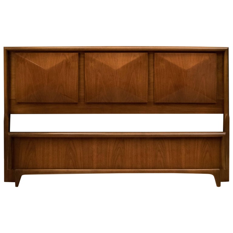 Unique MidCentury Modern Walnut Queen Headboard by American of