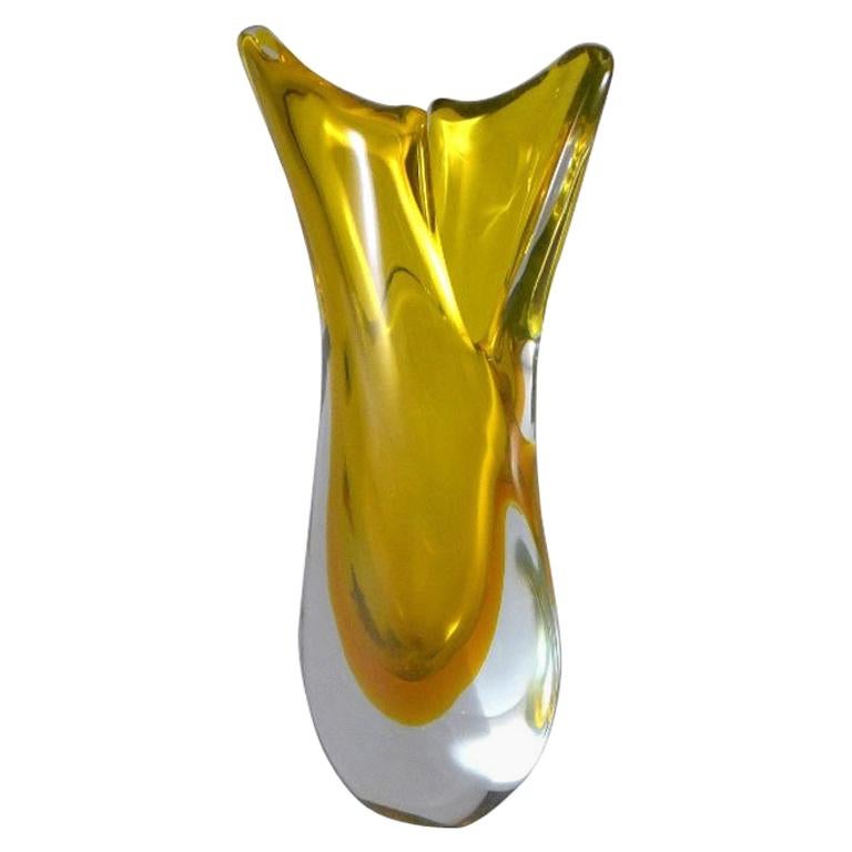 Unusual Murano Sommerso Fish Tailed Glass Vase For Sale