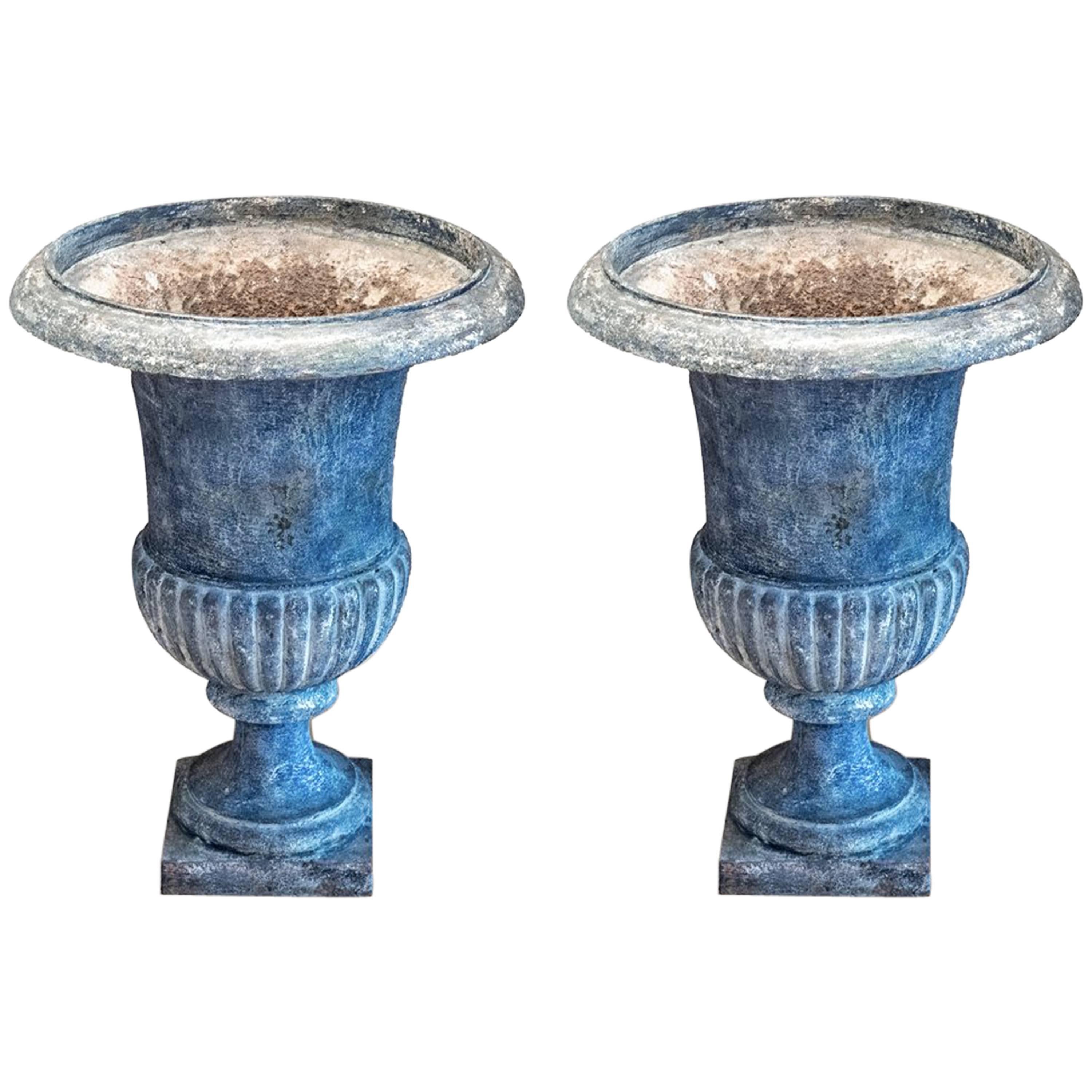 Pair of Medici Urns with New Paint