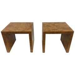 Pair of Burl Wood Side Tables or Nightstands by Milo Baughman