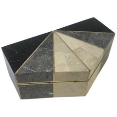 Tessellated Mix Stone with Brass Inlaid Box by Maitland-Smith
