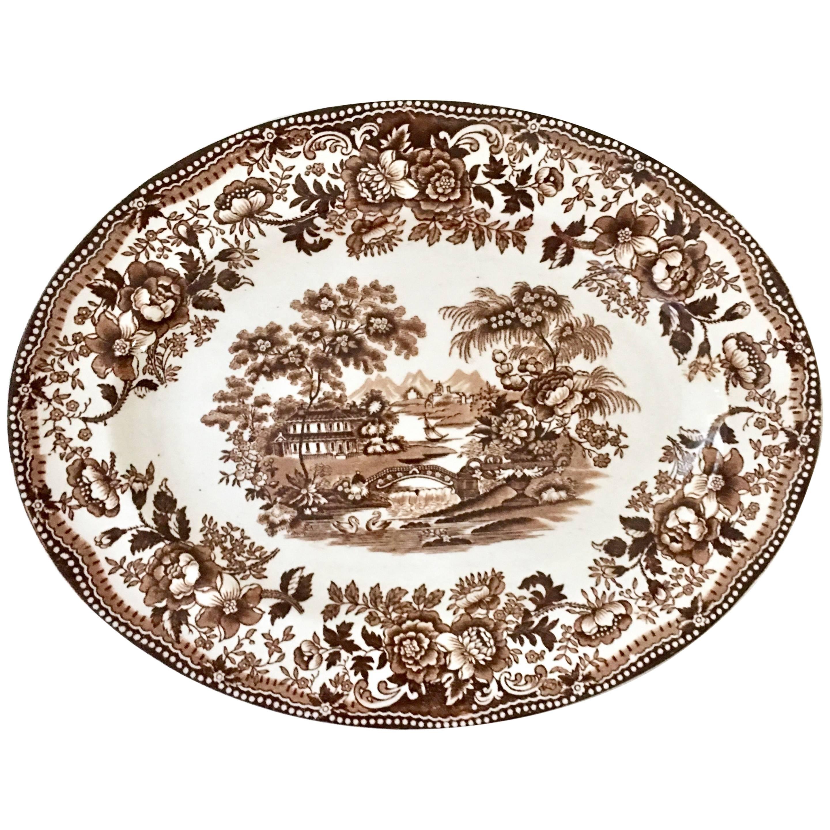 1940'S Staffordshire Ironstone Oval Serving Platter "Tonquin" By Alfred Meakin