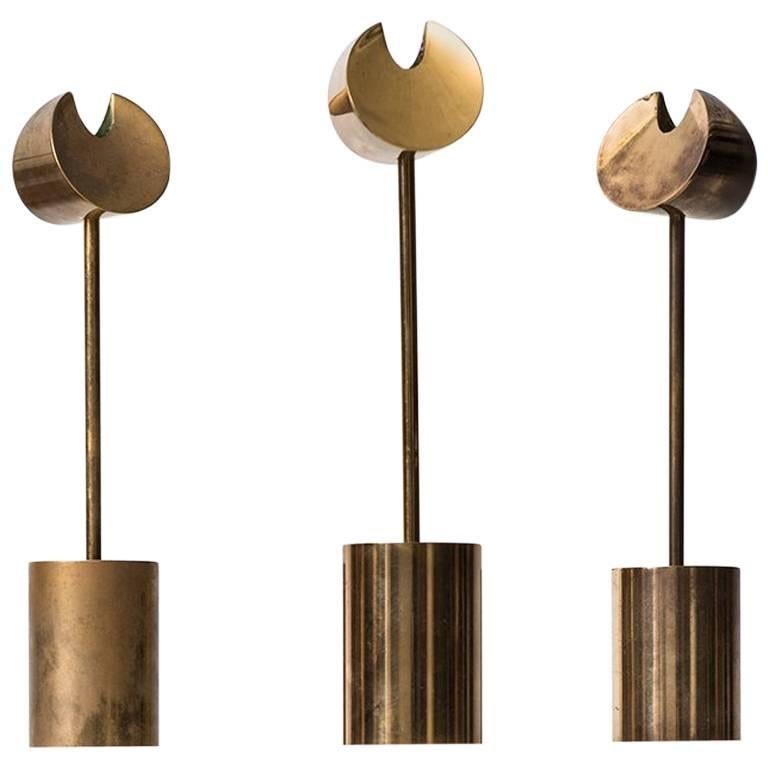 Candlesticks in Brass Designed by Pierre Forsell Produced by Skultuna in Sweden
