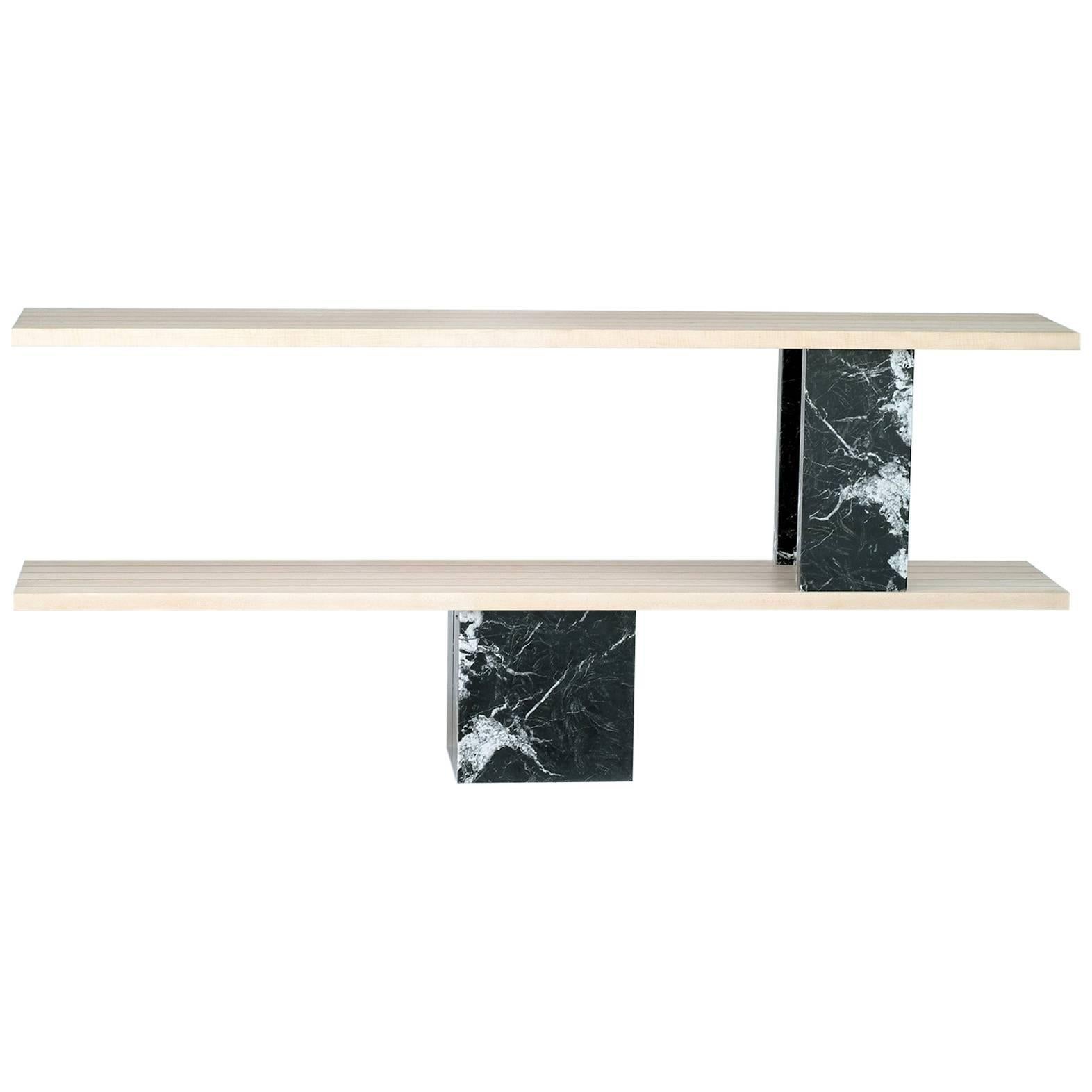 Marble, Glass and Maple Console Shelf 'Ether' N°1/8 by Vincent Poujardieu For Sale