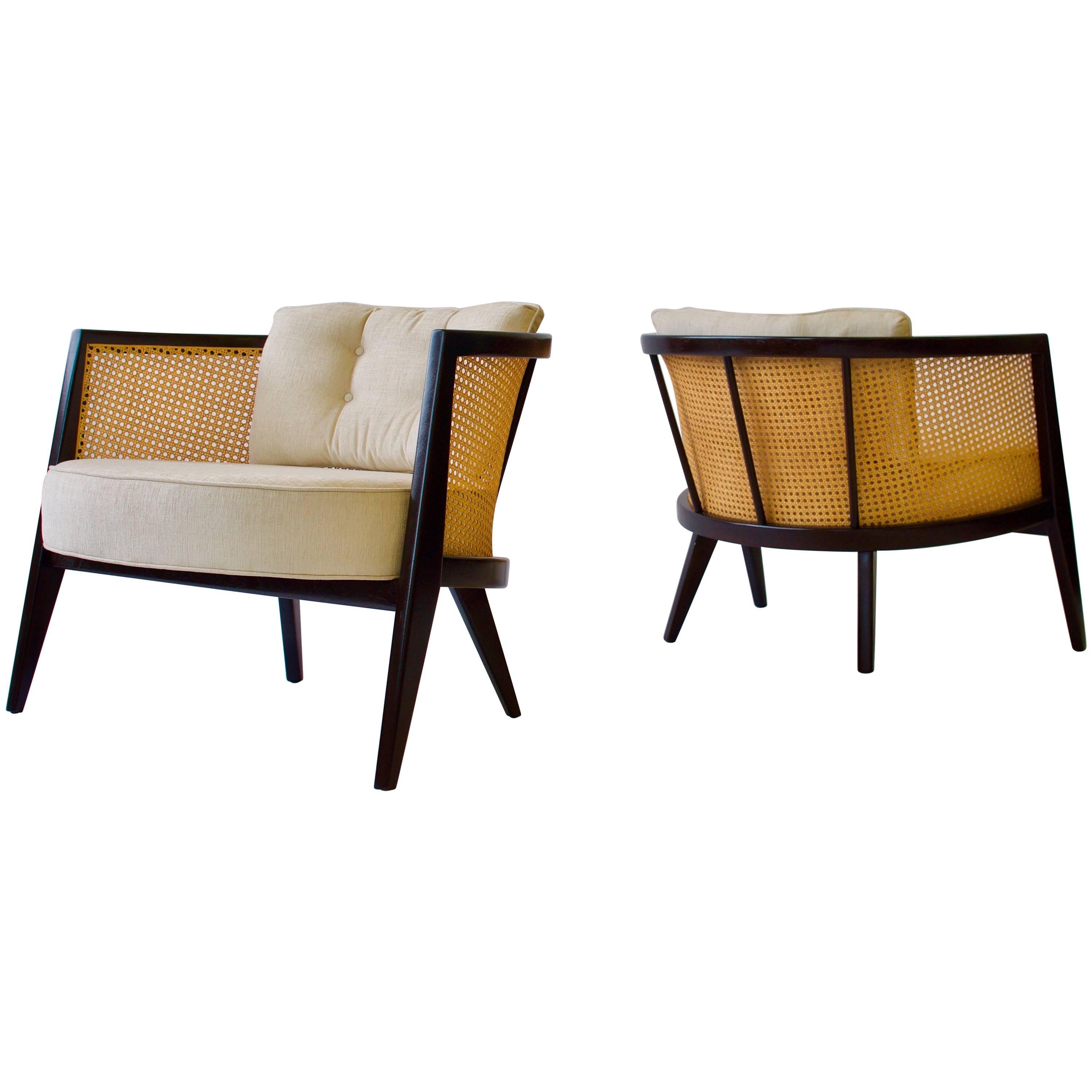 Pair of Harvey Probber Cane Back Lounge Chairs