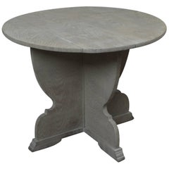 Round Antique Limed Oak Coffee Table in Tyrolean Style