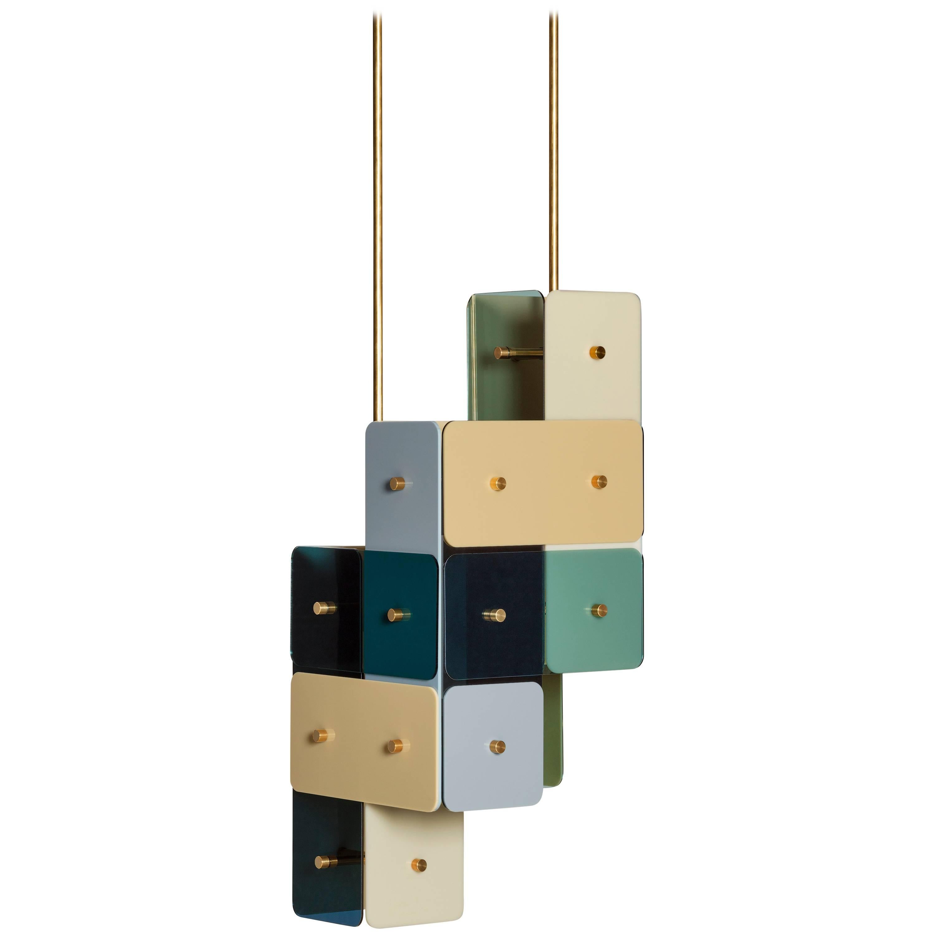 Contemporary Chandelier TERN in Plexiglass and Brass For Sale