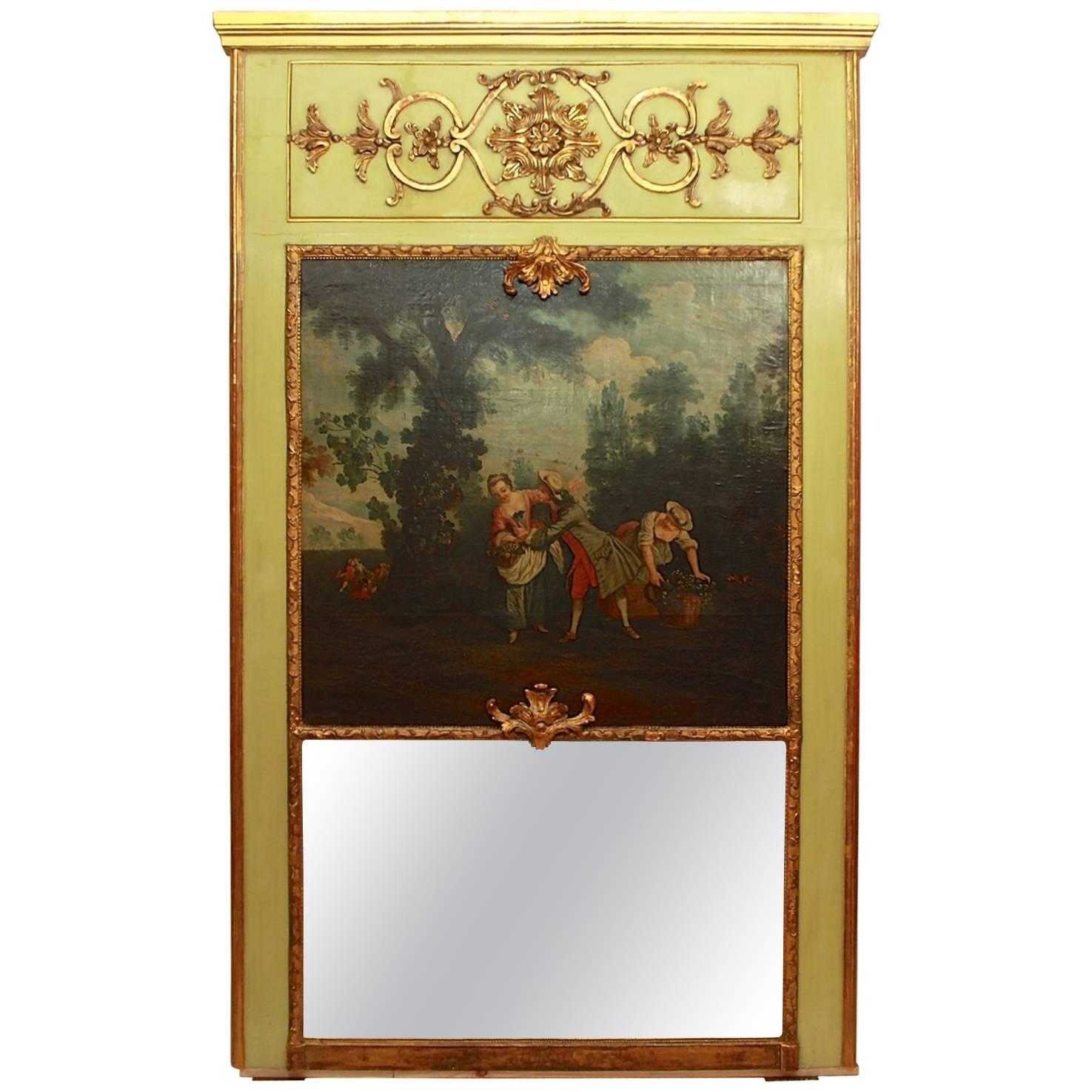 18th Century Trumeau Mirror with Painting