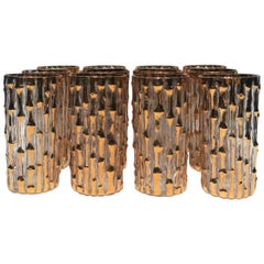 Vintage Set of Twelve 24-Karat Gold 'Bamboo' Highball Glasses, circa 1960s