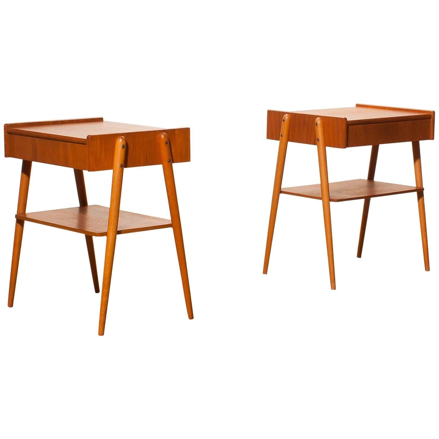 1960s, a Pair of Teak Bedside Tables