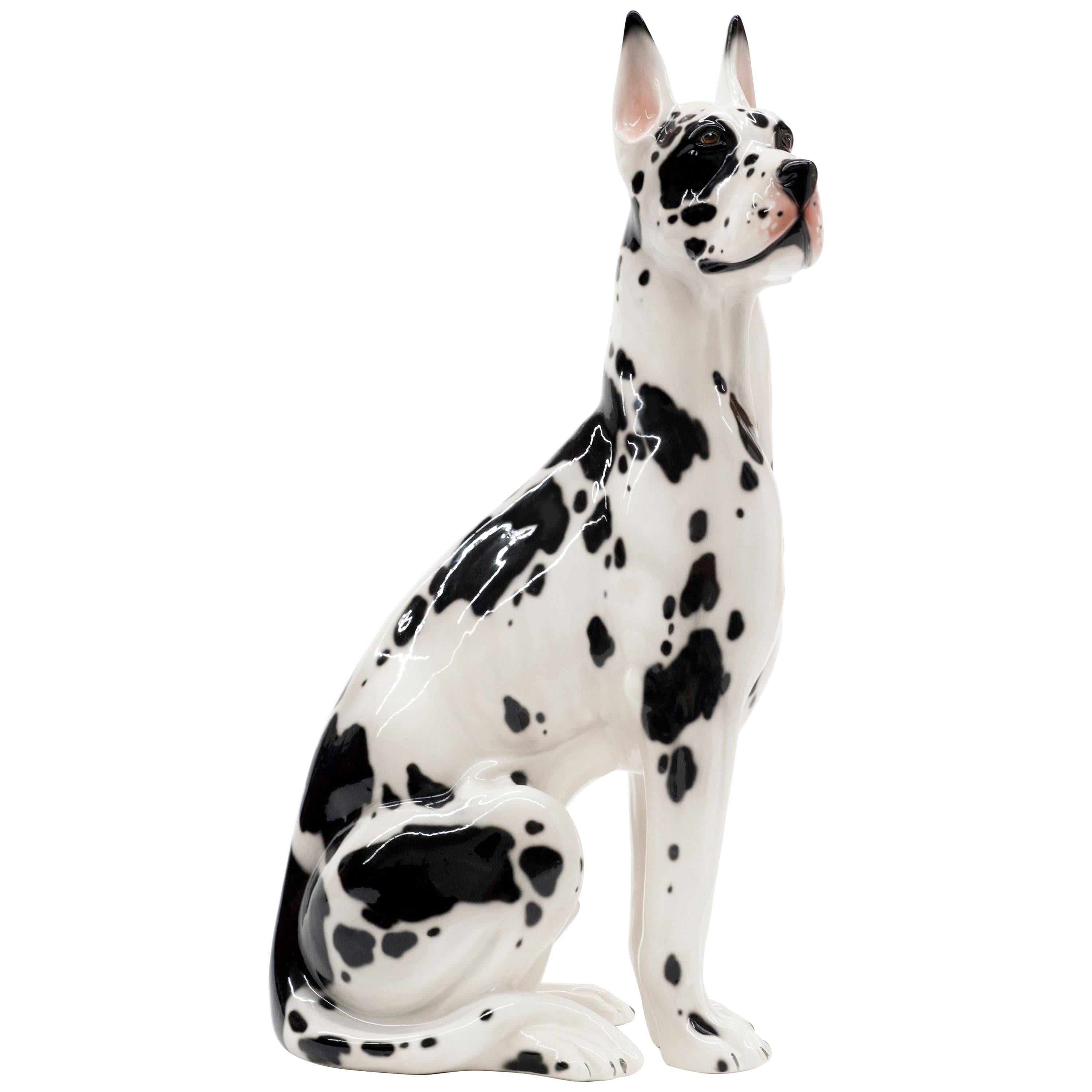 Ceramic Great Dane Dog Sculpture 