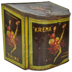 Antique Jean D' Ylen designed and signed Confectionery Tin with Jester for Krema Bonbons