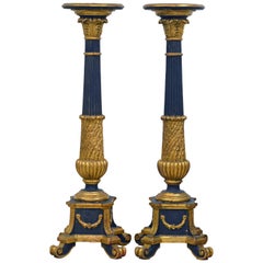 Pair of 20th Century Italian Neoclassical Style Paint and Parcel Gilt Pedestals