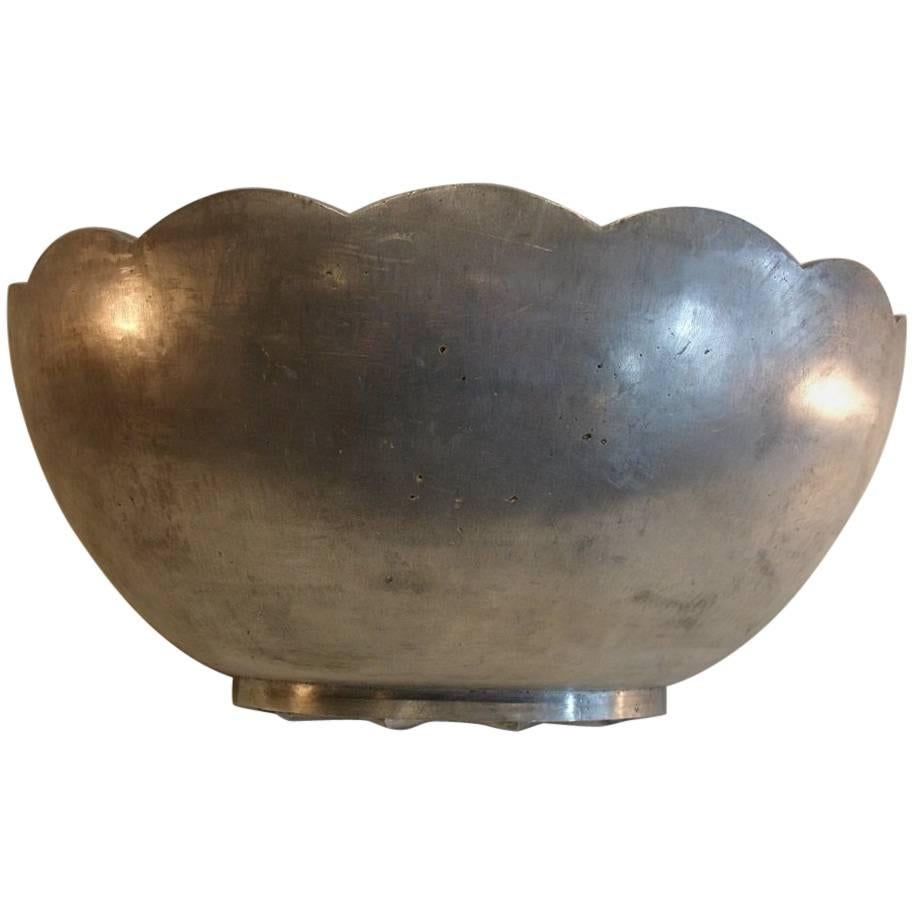 Large 1930s English Cast Aluminium Wall Light/Uplighter with Starburst Detail For Sale