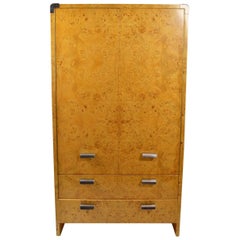 Vintage Burl Armoire Designed by Leon Rosen for Pace