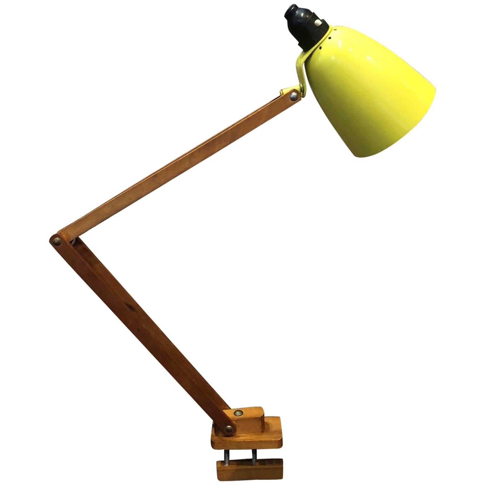 Vintage Midcentury Yellow Maclamp Anglepoise Lamp on Clamp by Terence Conran For Sale