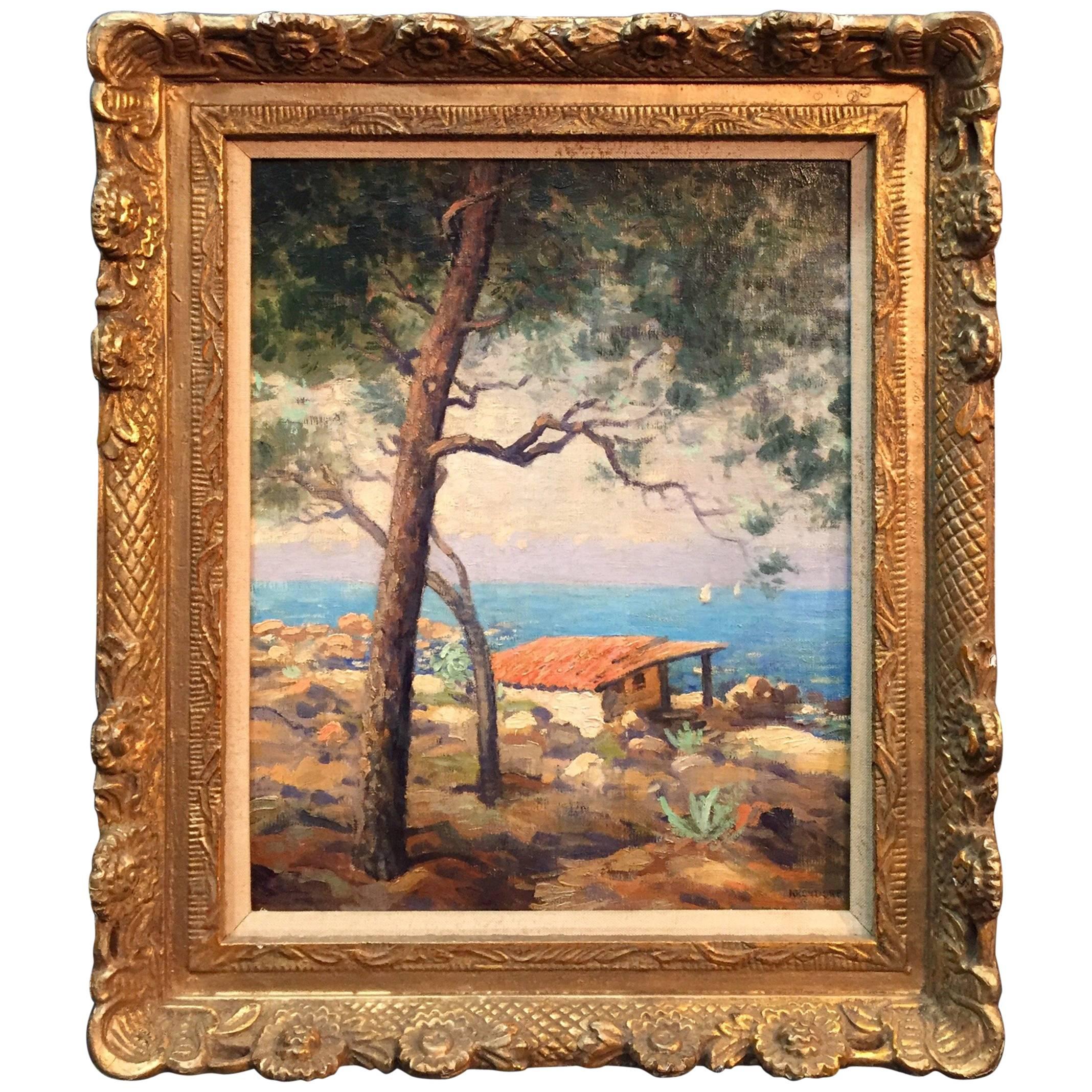 “A Mediterranean Scene” Vintage Painting Signed