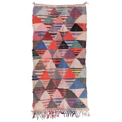 Vintage Moroccan Flat-Weave Boucheroite Rug