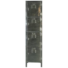 Vintage Industrial Four Compartment Stripped and Polished School Locker