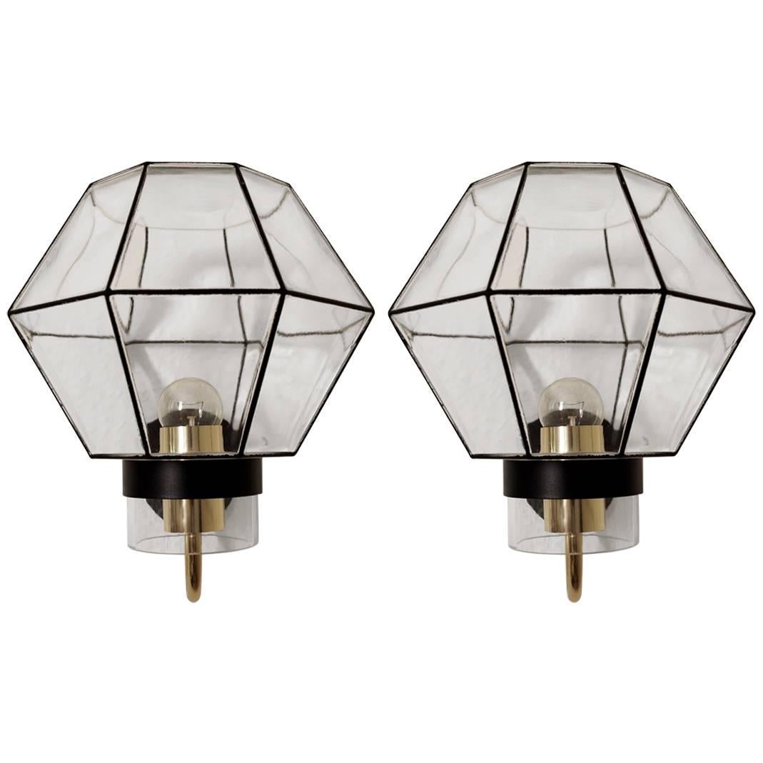Pair of Rare and Large German Vintage Modernist Wall Lights Sconces 1960s For Sale