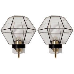 Paar seltene und große deutsche Vintage Modernist Wall Lights Sconces 1960s