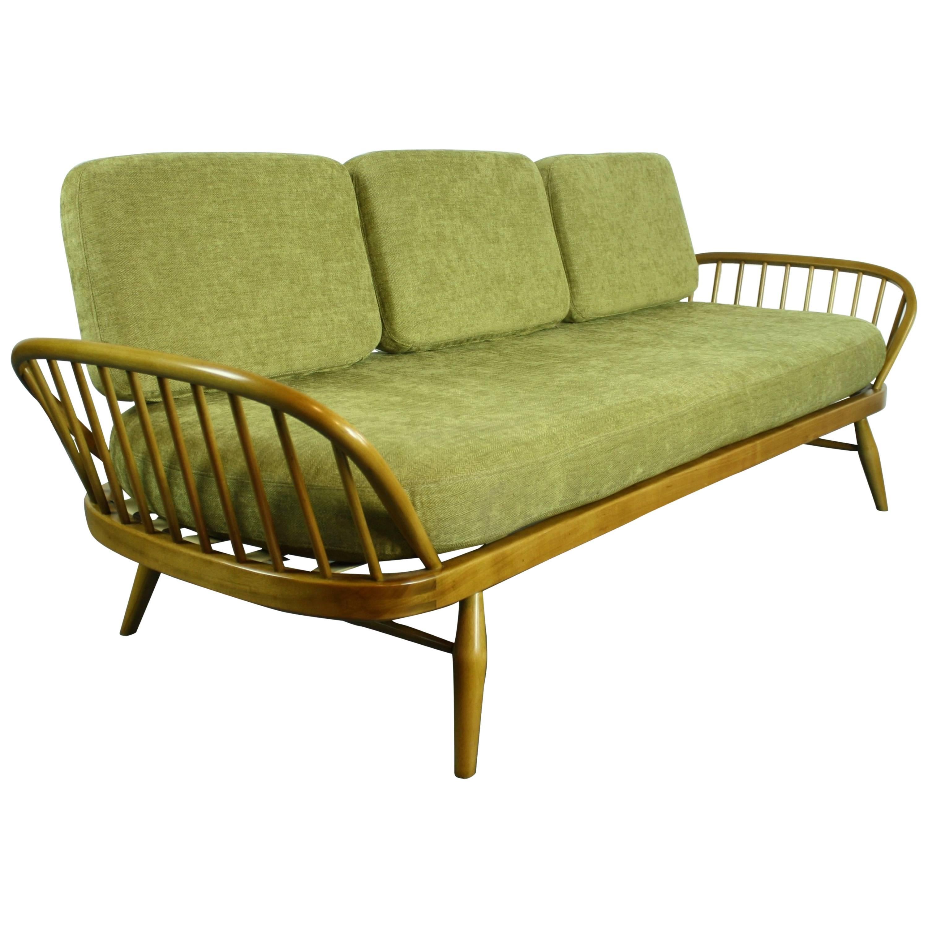 Vintage Ercol 355 Studio Couch Sofa Bed in Beech with Green Upholstery at  1stDibs | studio couch bed, vintage studio couch