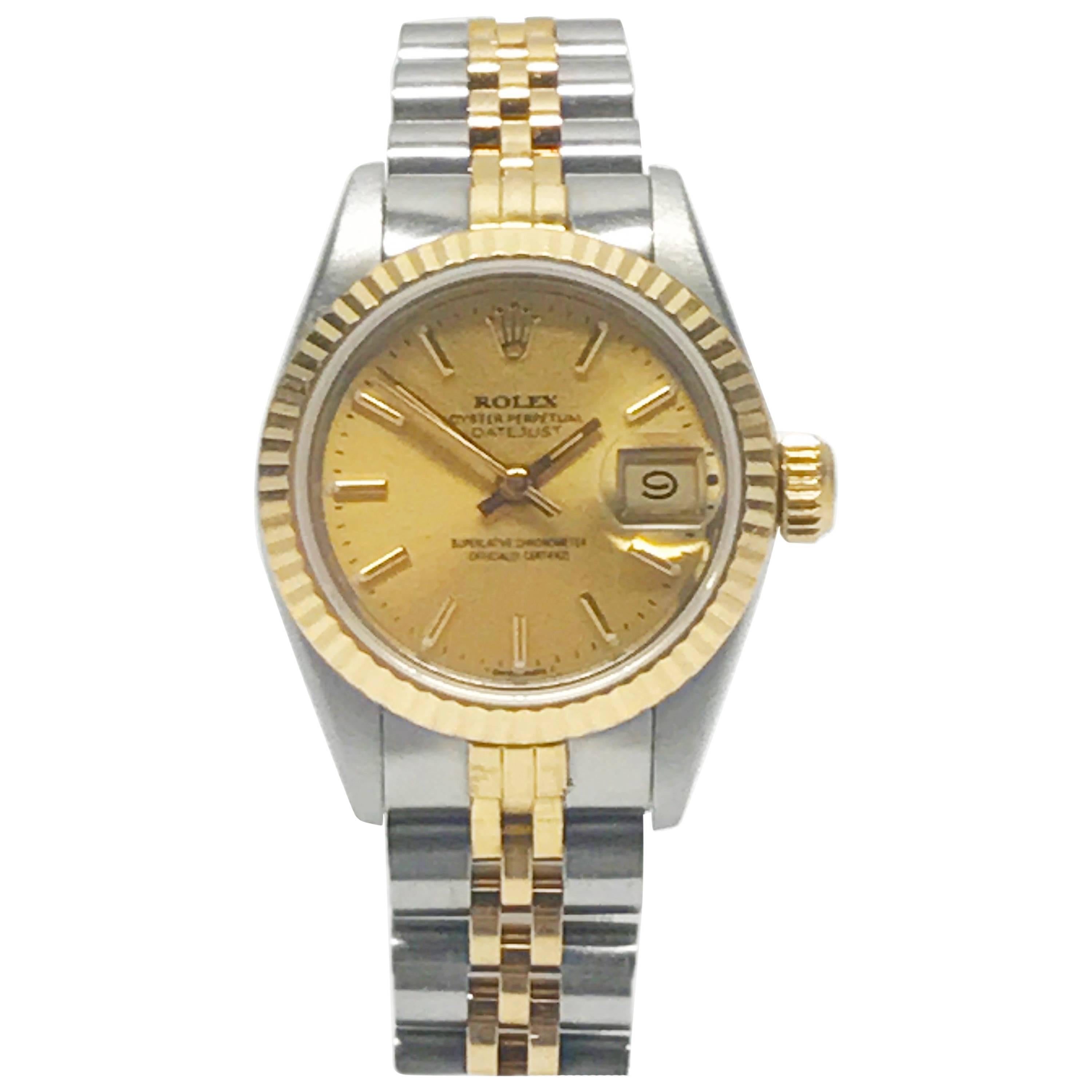 Rolex Stainless Steel and Yellow Gold Two-Tone Ladies Datejust Wristwatch