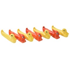 Art Deco Duck and Bunny Rabbit Knife Rests, Set of Seven