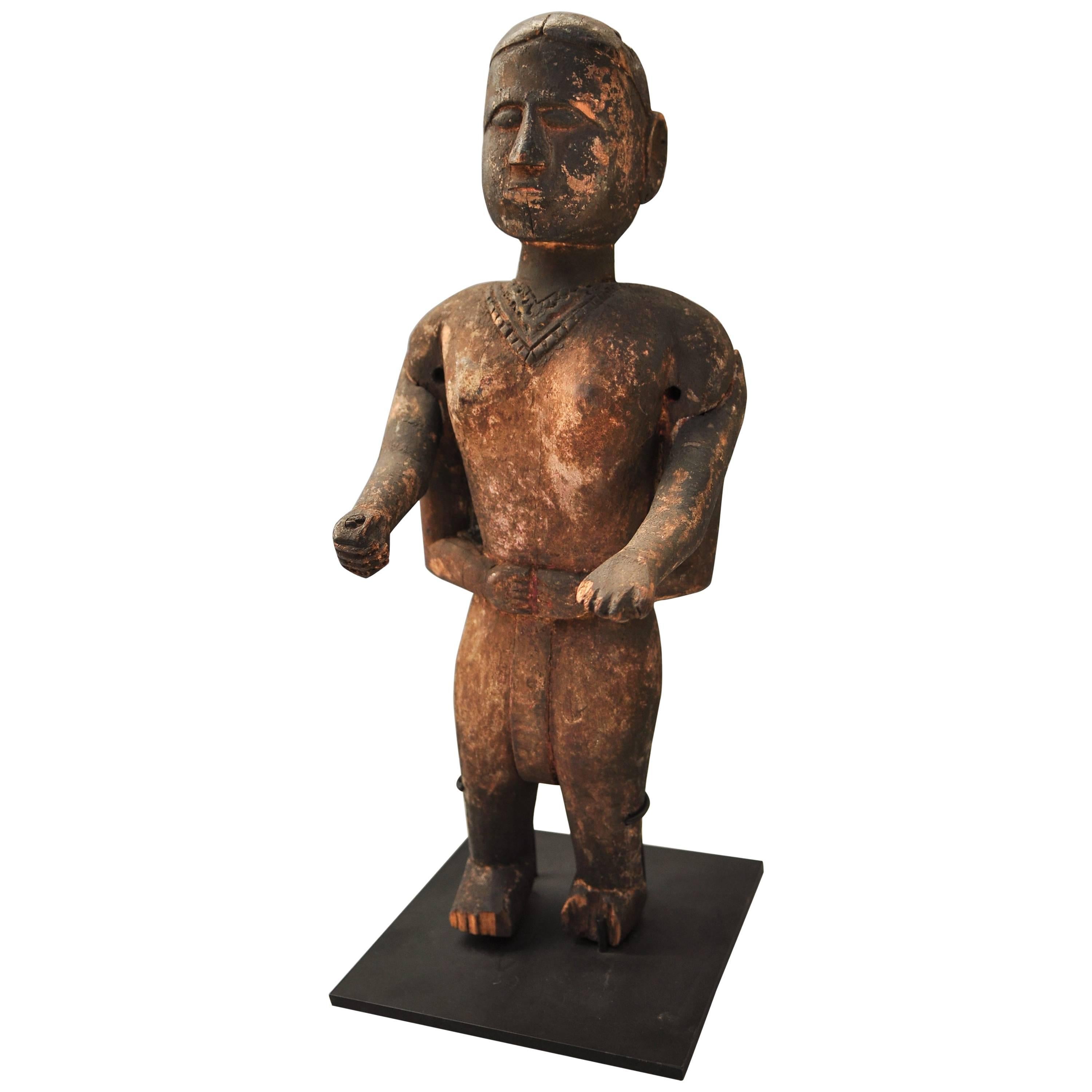 Wood Carved Statue Tharu People Southern Nepal, Early-Mid 20th Century.