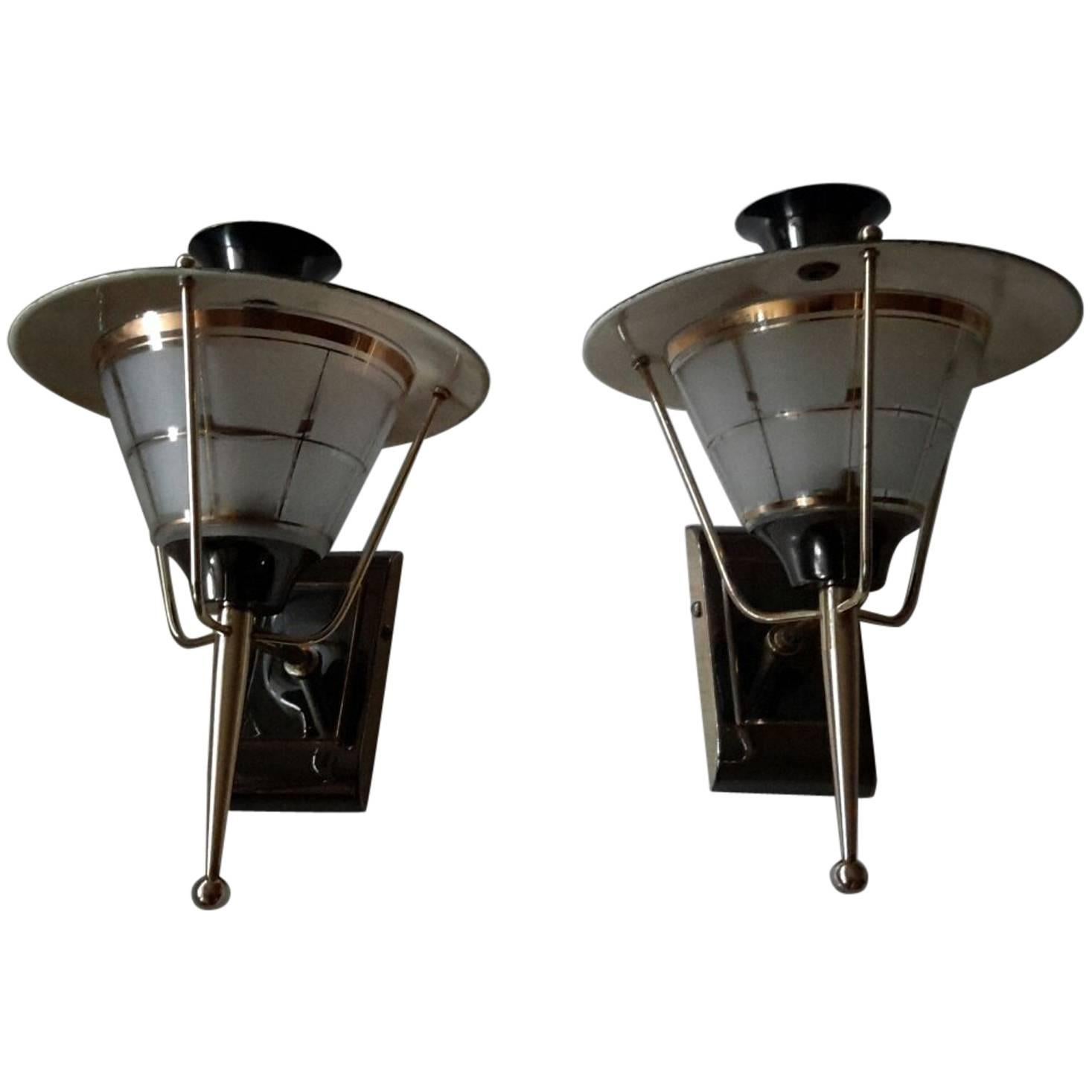 Brass Mid-Century Modern Sconces by Lunel, France 1950s