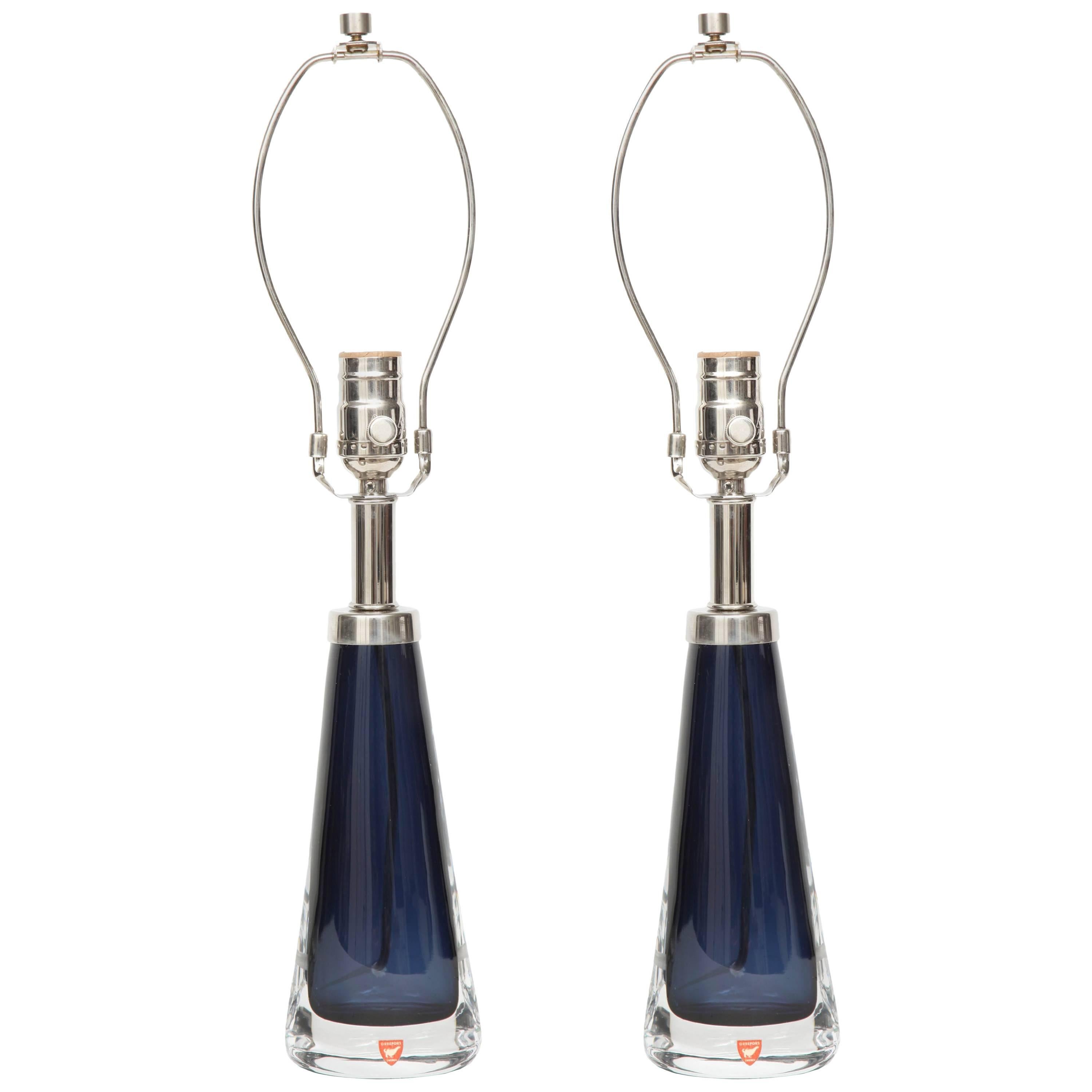 Orrefors Midnight Blue Lamps