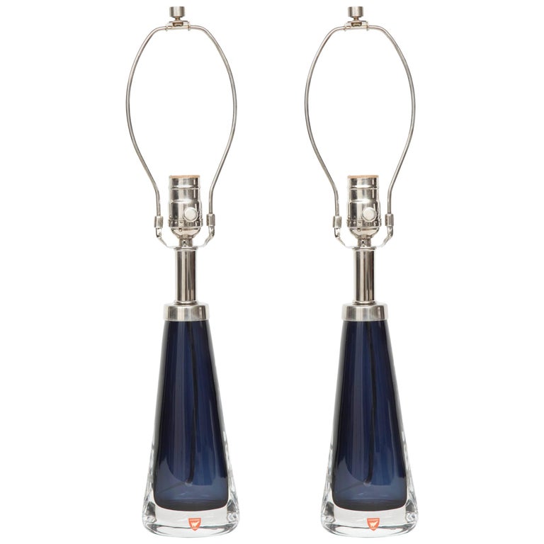 Orrefors Dark Sapphire Blue Lamps For Sale at 1stdibs
