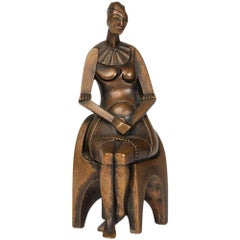 Retro Malcolm Woodward Girl on a Chair Patinated Bronze, 1988