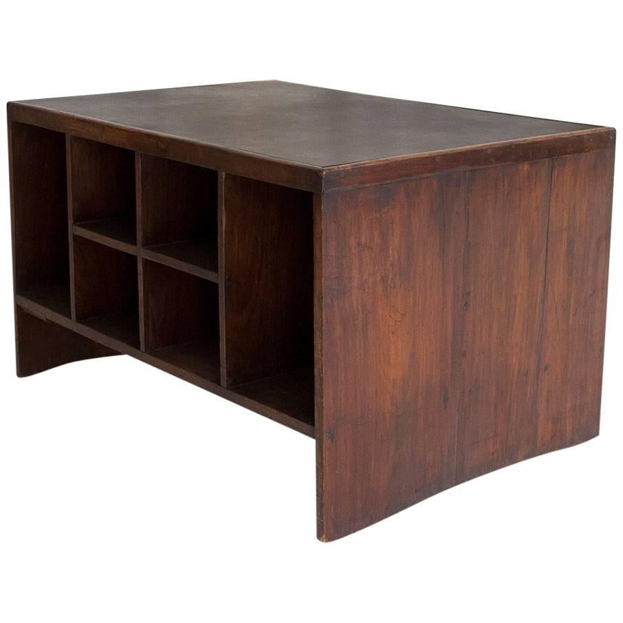 Pierre Jeanneret Office Desk for Chandigarh, Wood and Leather, circa 1950, India